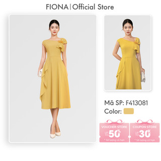 Đầm thiết kế cao cấp FIONA dáng xòe váy công sở nữ dáng dài trẻ trung vai đính hạt F413081