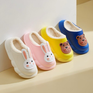 Dép bông thu đông trẻ em hoạ tiết hoạt hình chất liệu Eva chống thấm nước đế êm chống trơn trượt