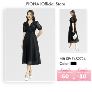 Đầm ren nữ FIONA lưới dáng xòe váy thiết kế cao cấp cổ bèo 2 lớp tay ngắn trẻ trung F452724