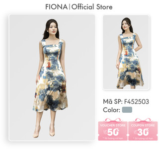 Đầm dáng xòe Fiona sát nách họa tiết hoa loang F452503