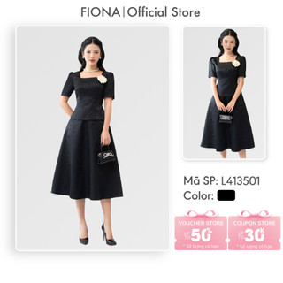 Đầm dự tiệc FIONA dáng xòe đầm thiết kế hoa gấm tà peplum đính hoa trang trí thân trước L413501