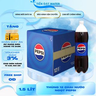 Nước Ngọt Giải Khát Có Ga Pepsi Cola - Thùng 12 Chai x 1500ml