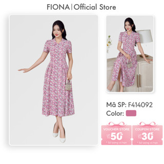 Đầm thiết kế cao cấp FIONA đầm nữ sơ mi dáng xòe cổ đức may ly thân trước và sau F414092