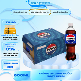 Nước Ngọt Giải Khát Có Ga Pepsi Cola - Thùng 24 Chai Nhựa 600ml