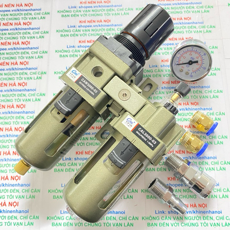 Bộ lọc đôi AC3010-03 gồm AW3000 và AL3000 kèm điều áp và đồng hồ chân ren 17 giá sỉ