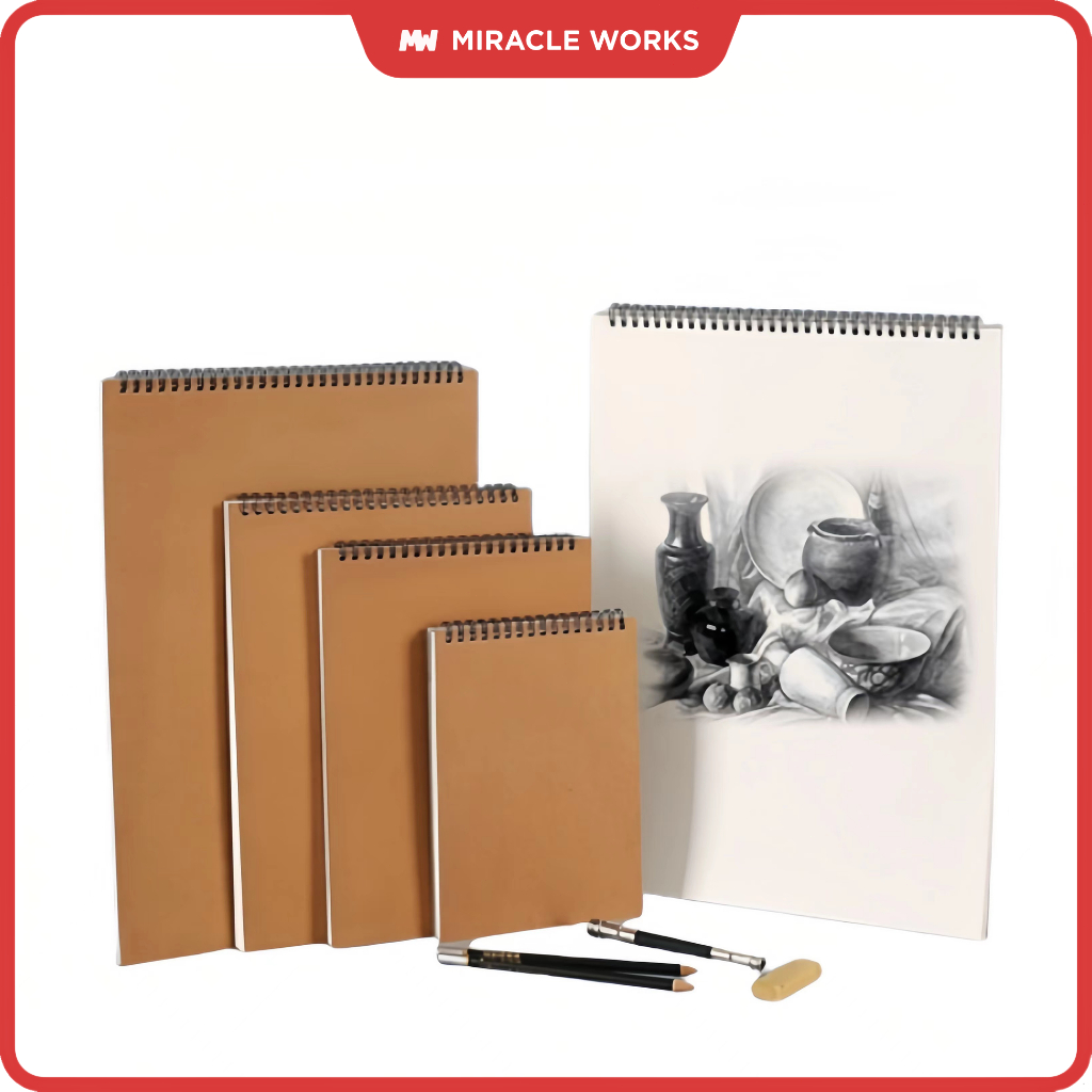 Miracle Works Sổ phác thảo chuyên nghiệp Giấy dày 160 GSM 60 trang A6/A5/16K/A4/8K/A3 xoắn ốc notepa
