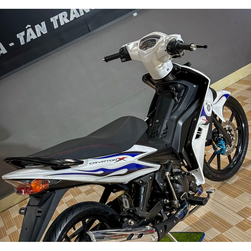 tem lửa chế Exciter 2010 Ex trắng lửa xanh - Tem in vi tính cao cấp