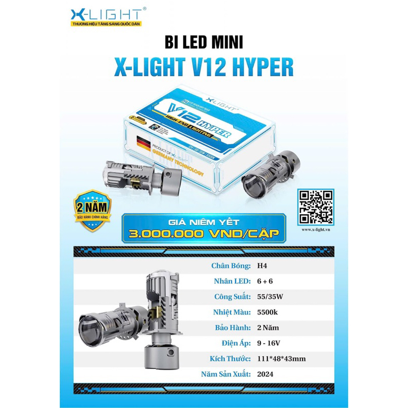 Bi led mini H4 X-light HYPER lắp zin cho các xe bóng H4