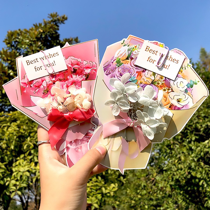 Thiệp hoa lụa 3D làm quà tặng chúc mừng , Thiệp hoa 3D chúc mừng , tặng quà , Thiệp hoa 3D cám ơn