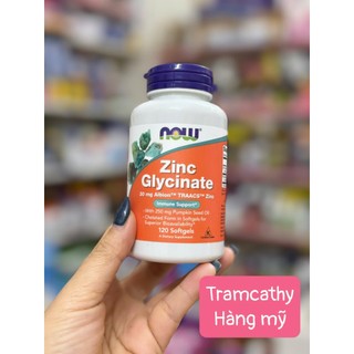 NOW - Zinc Gluconate 50mg zinc glycinate 120 viên