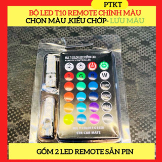 [CÓ LƯU MÀU] Combo 2 Đèn Led T10 Điều Khiển REMOTE Gắn Demi Xi Nhan Xe Máy  + LED HẬU AUDI STOP F1 + CỤC CHỚP