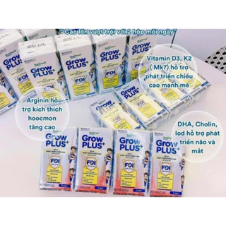 (Thùng 24 hộp) Sữa bột pha sẵn Grow Plus+ bạc Nutifood cho bé phát triển chiều cao, cân nặng hộp 110ml date xa