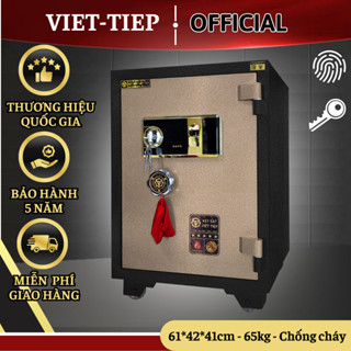 Két sắt khoá Vân Tay chính hãng Cơ Khí Việt Tiệp, Chống Cháy, có Bánh Xe, màu Phong Thuỷ, nặng 65kg. Mã K79VT