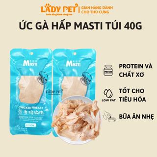 [Hỏa Tốc] SET 5 gói Ức Gà Hấp Ăn Liền Cho Chó Mèo Masti Túi 40g - Giàu Protein Giúp Thú Cưng Khỏe Mạnh