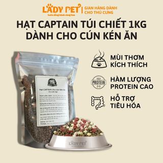   Túi 1kg  Thức ăn hạt Captain Cho Cún Kén Ăn Thức Ăn Hạt Cho Chó Lười Ăn Biếng Ăn 