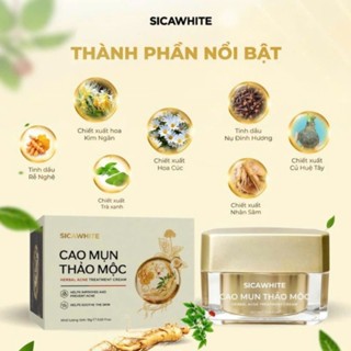 Combo Cao Mụn Thảo Mộc 15g Và Sữa Rửa Mặt Trà Xanh Rau Má 100ml Sica White