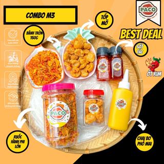 [M3 KÈM HỦ RUỐC TO] combo bánh tráng phơi sương bơ phô mai m3 paco food đầy đủ topping bánh tráng 150g tốp mỡ sôt và bơ-