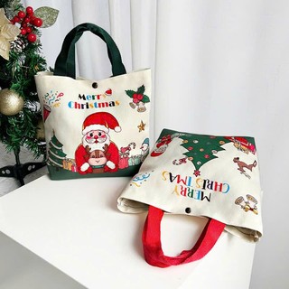  Túi Tote vải Giáng sinh - Túi xách đựng đồ in hình ông già Noel Giáng sinh - T01 