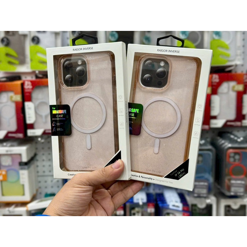 Ốp RAIGO INVERSE lưng cứng nhũ Kim tuyến từ tính nhận sạc không dây ip16 pro/ ip16 pro max