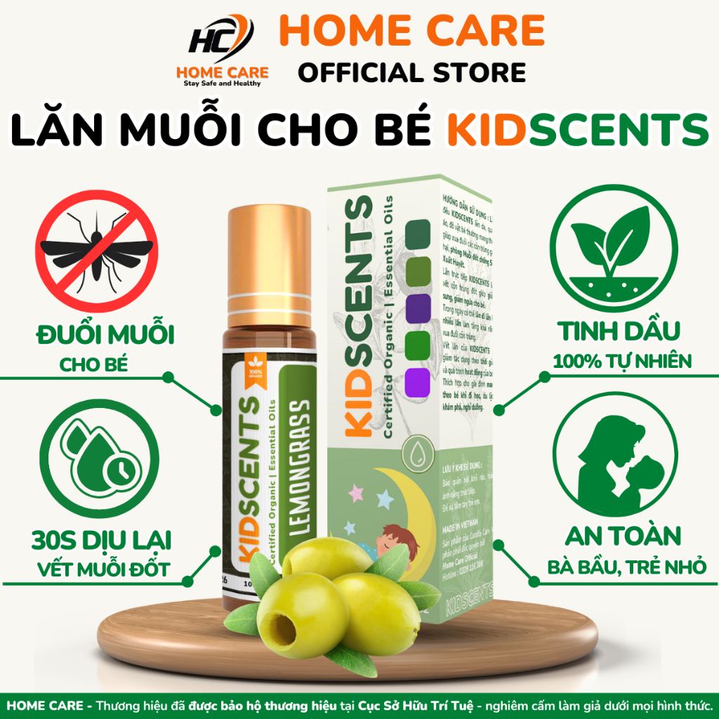 Lăn Bôi Muỗi Đốt Cho Bé KIDSCENTS, Chai Lăn Tinh Dầu Đuổi Muỗi Và Côn Trùng Cắn Cho Bé KIDSCENTS Chai 10ml