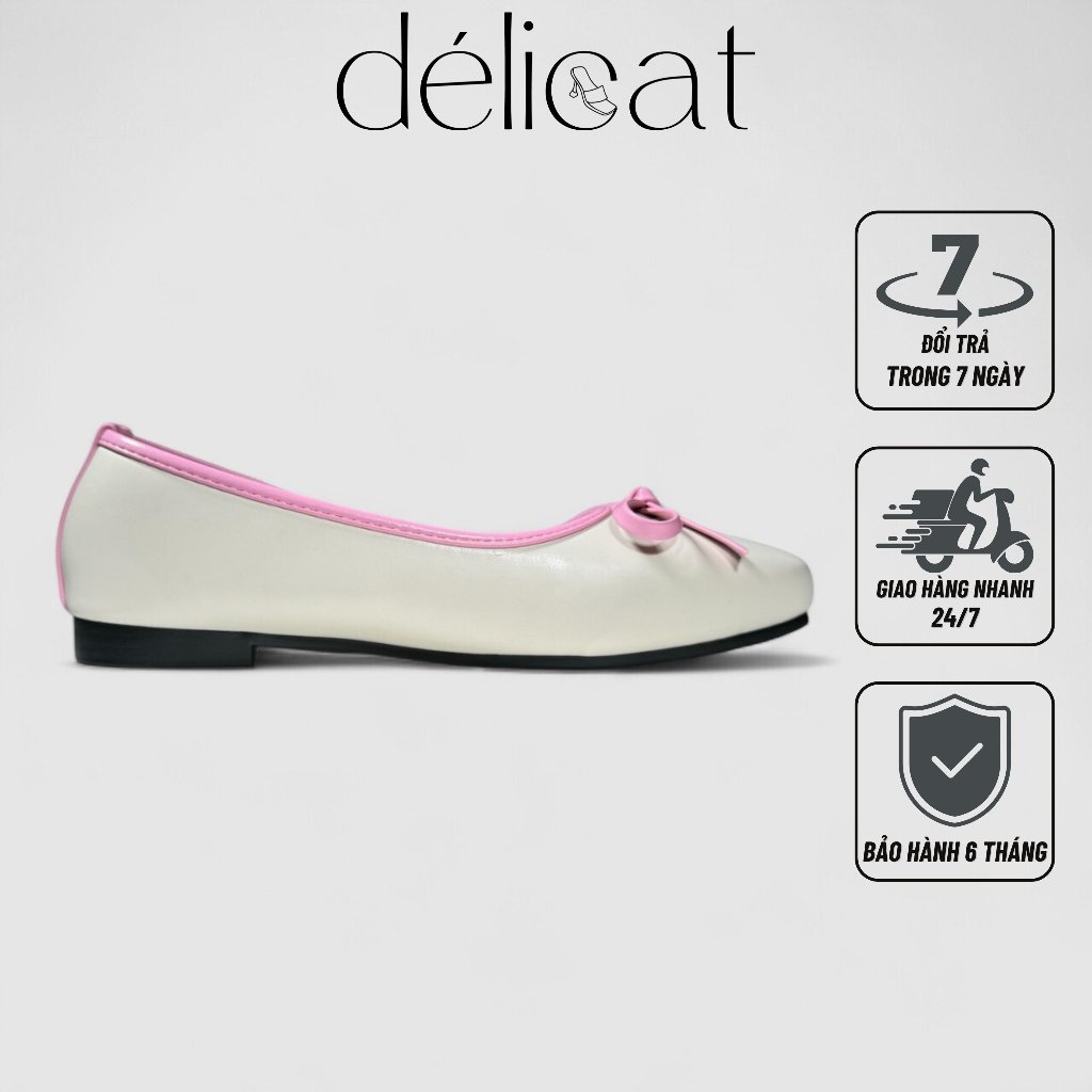 Giày búp bê nữ phối nơ thắt xinh xắn Délicat D202