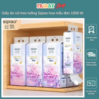   Thùng 10 Bịch  Giấy Ăn Rút Treo Tường SIPIAO Hoa Mẫu Đơn Tím Khăn Giấy Ăn 4 Lớp Đa Năng Và Tiết Kiệm Bịch 1000 Tờ 