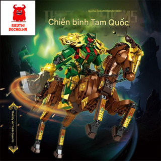 [1259 Mảnh] Đồ Chơi  Lắp Ráp Tam Quốc Quan Vũ, Triệu Vân Cưỡi Ngựa Mô hình Quan Công Mech Warrior Người Máy Robot