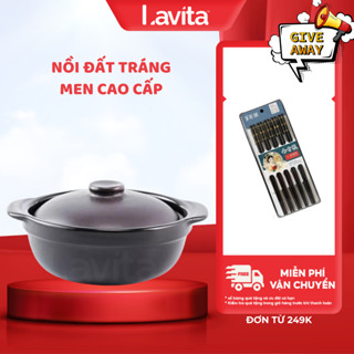 Nồi đất tráng men cao cấp có nắp sứ dày và bền, dùng để kho cá,kho thịt nhiều size