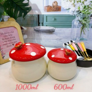 Âu mỡ, hũ gia vị sứ dáng quả nấm