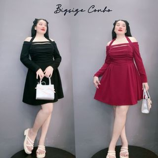 Đầm Trễ Vai Nhún Ngực Bigsize Nữ Chát Gân Tăm Co Giãn Lên Phom Dễ Thương G231