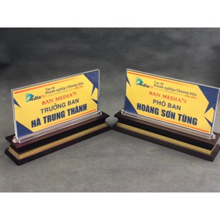 [SỈ+ FREESHIP] Biển chức danh mica đế gỗ, bảng tên để bàn mica đế gỗ, kệ chức danh mica đế gỗ, biển tên mica đế gỗ