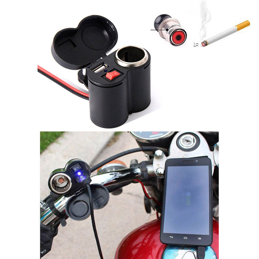 Sạc Điện Thoại 2in1 Gắn Xe Máy 12V [ 1 Chiếc ]
