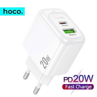 Củ sạc nhanh 20w Hoco dùng cho 14 13 12 11 ...có đèn hiển thị led Bộ sạc 54 pd20w 2 cổng usb và type c chân cắm dài