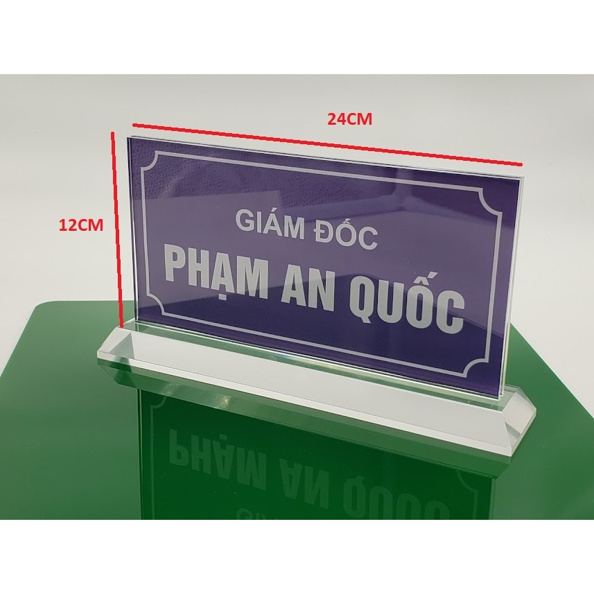 [SỈ+ FREESHIP] Biển chức danh 12x24cm, bảng chức danh mica 12x24, kệ chức danh mica để bàn