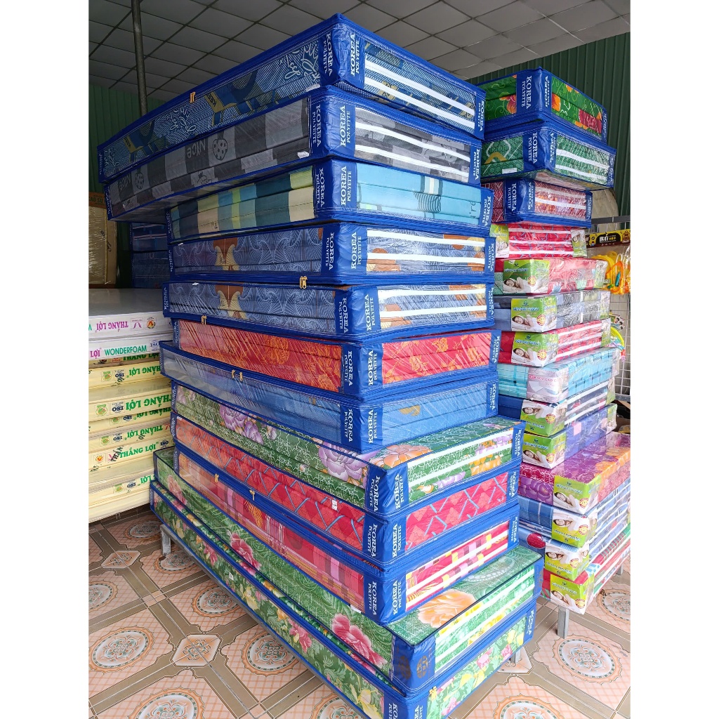 Nệm gòn gấp 3, nệm bông ép gấp 3 đủ loại kích thước, màu sắc đa dạng