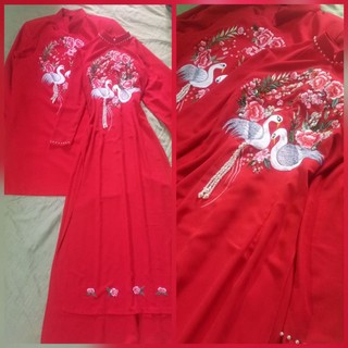 Áo dài cưới(tặng mấn nam nữ)cặp dâu rể nhà Boong kết đá sang trọng vải lụa gấm cao cấp