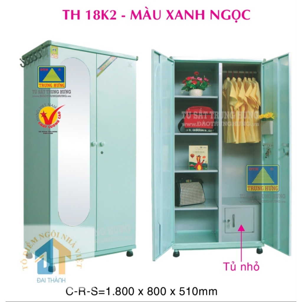 Tủ sắt quần áo lắp ráp Trung Hưng – TSLR16