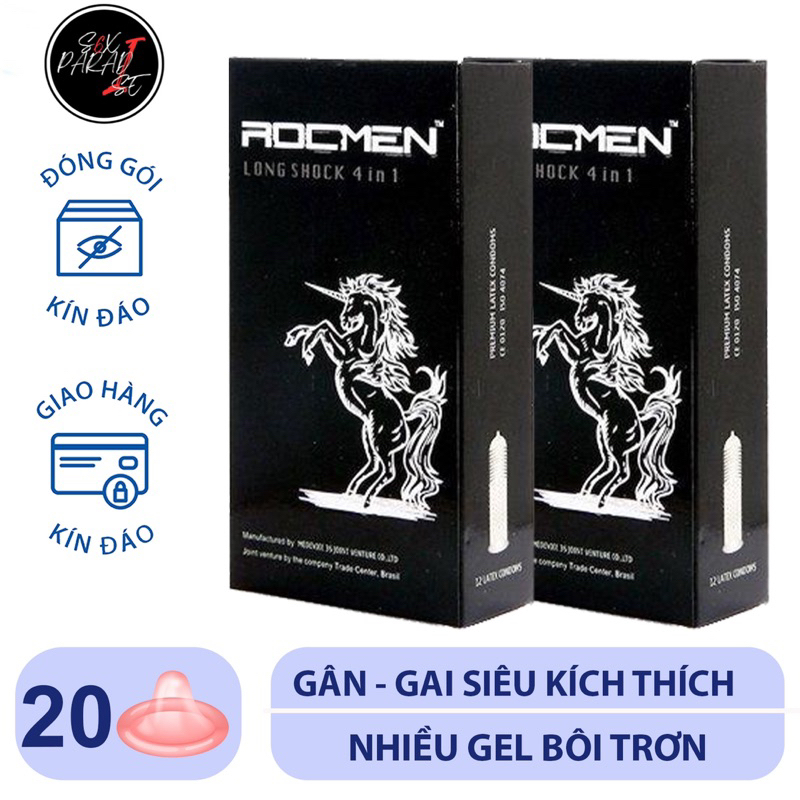 [CHÍNH HÃNG] Bao cao su ROCMEN ĐEN 4 IN 1