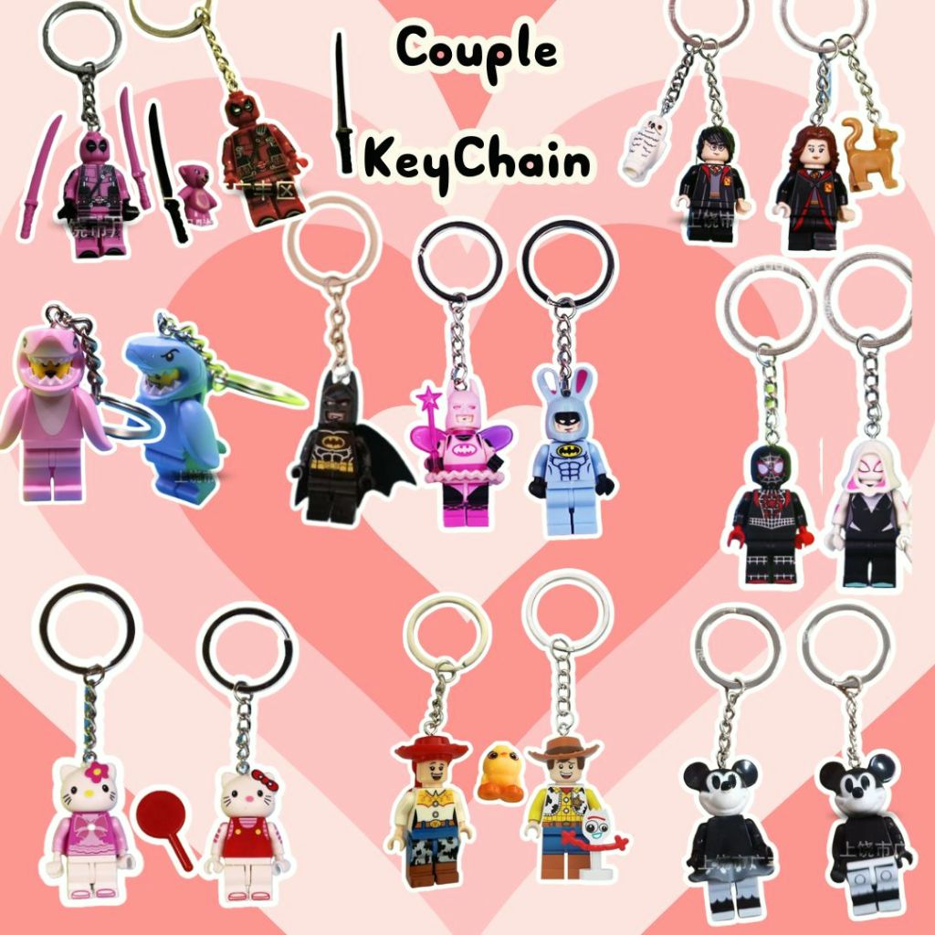 [Kèm Hộp] Móc Khóa lego Cặp Đôi Nhân Vật Hoạt Hình Anime Dễ Thương Quà Tặng