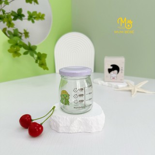Hũ làm sữa chua thủy tinh Mumbebe cho bé, Cốc thủy tinh kèm nắp có vạch chia 120ml cho bé ăn dặm