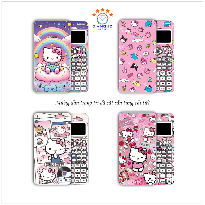 Miếng dán skin mẫu Hello Kitty cho máy Casio FX 580VNX , 570VN Plus , 570ES Plus , 570 ES , 500MS , 