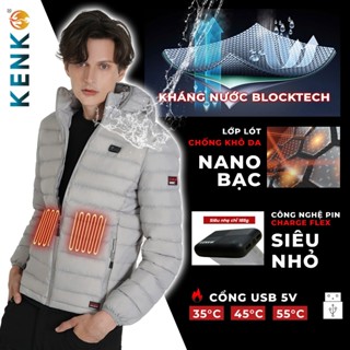Áo sưởi ấm Nhật Bản KENKO J08 chạy bằng pin siêu ấm, áo khoác kháng nước, kháng tuyết, Pin nhỏ gọn Bảo hành 12 tháng