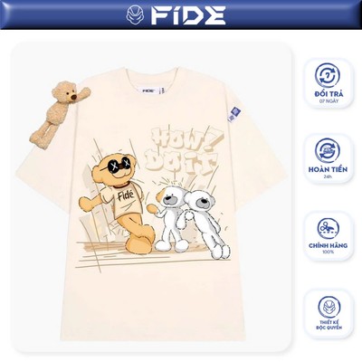 Áo thun FIDE TEDDY phông unisex form rộng local brand nam nữ cổ tròn oversize Đínhgấu AT67(TẶNG GẤU)