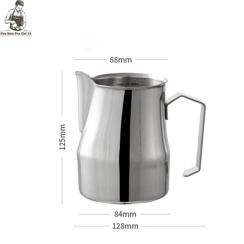 Ca Đánh Sữa Cao Cấp 450ml Inox 304 Có vạch chia đen bên trong