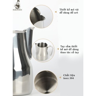 Ca Đánh Sữa Cao Cấp 450ml Inox 304 Có vạch chia đen bên trong