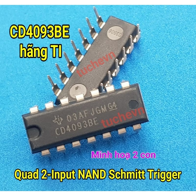 IC CD4093BE DIP14 chính hãng TI - Quad 2-Input NAND Schmitt Trigger