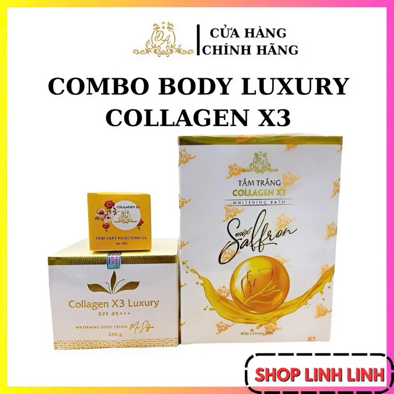 Combo Body Luxury + K.trắng X3 + T.trắng Collagen X3 Luxury Chính Hãng