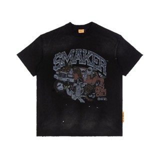   SMAKER  Áo thun nam nữ Unisex form rộng tay lỡ local brand chính hãng-NO MORE OIL WASH TEE IN BLACK 