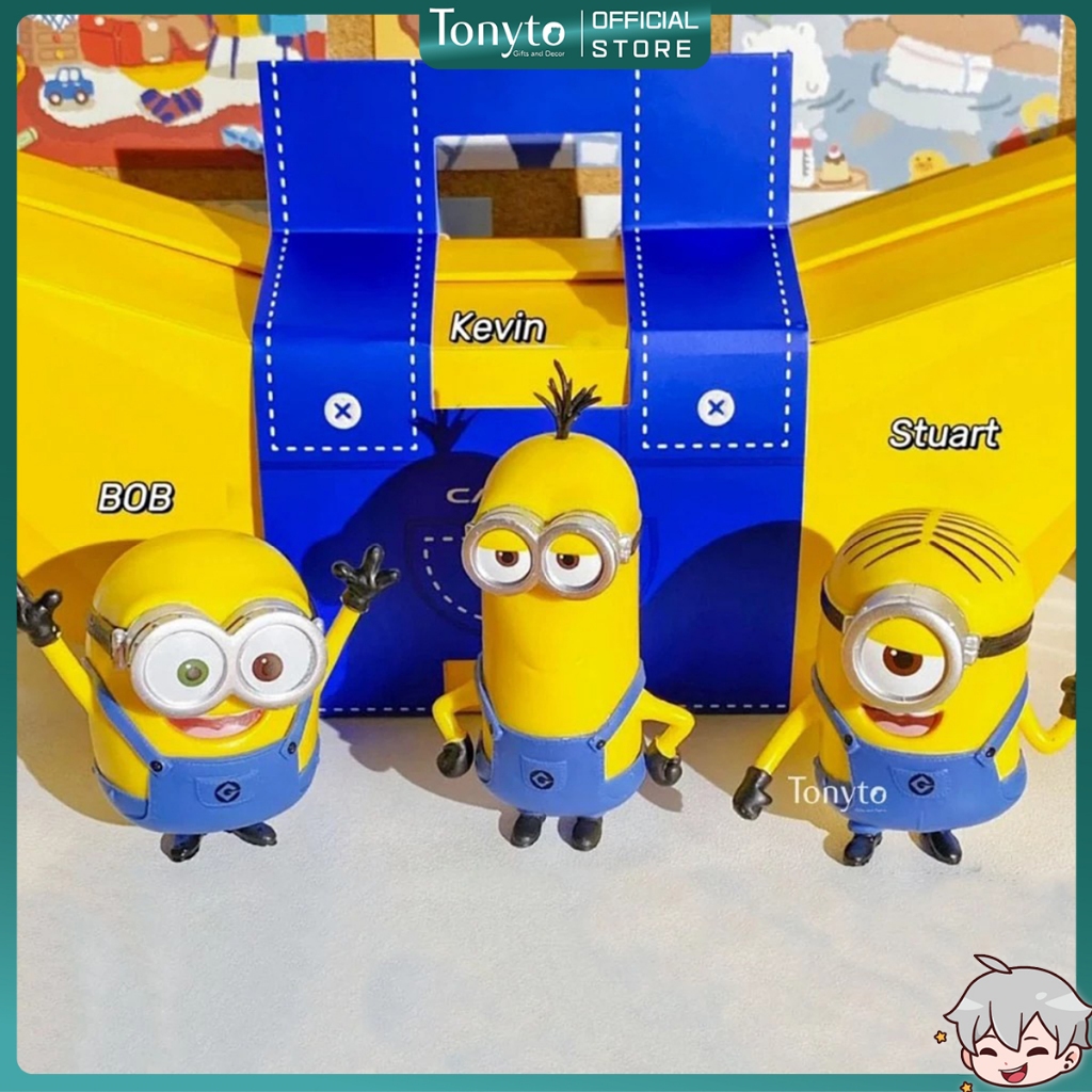 Mô Hình Minions Kẻ Trộm Mặt Trăng Fullbox - Mô Hình Nhân Vật Bob, Kevin, Stuart