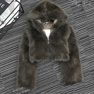  Áo lông cáo cao cấp nữ áo khoác lông chồn có mũ Quảng Châu giữ ấm mùa đông sang trọng 